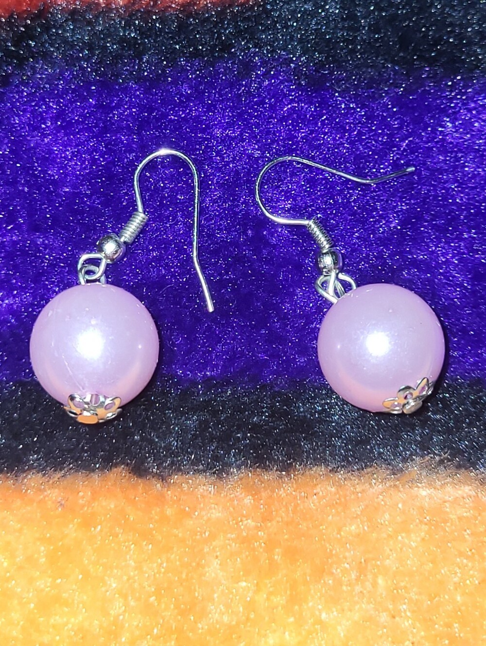 Handmade Pink Gemstone Bead Dangle Earrings – Silver Tone Fishhook Drop